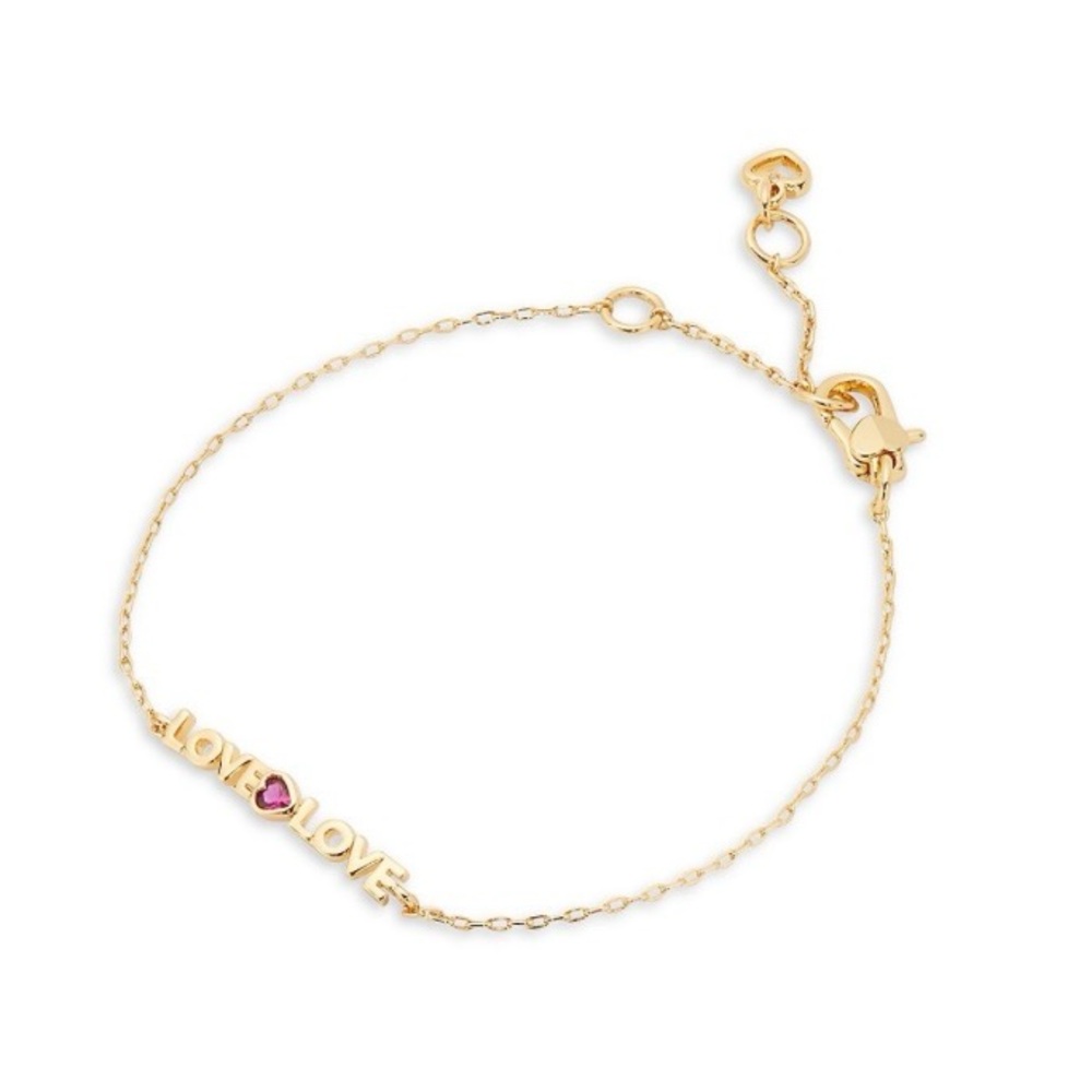 NWT Kate Spade Women’s Gold Bracelet with Pink Heart Charm